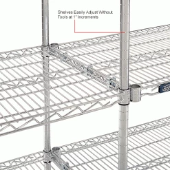 Nexel® Chrome, 4 Tier, Wire Shelving Add-On Unit, 48"W x 21"D x 54"H -Shelving Sales Store 796134IN 2wco