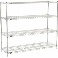 Nexel® Chrome, 4 Tier, Wire Shelving Starter Unit, 72"W x 21"D x 63"H