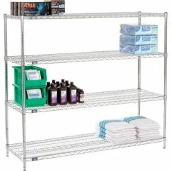 Nexel® Chrome, 4 Tier, Wire Shelving Starter Unit, 72"W x 21"D x 63"H -Shelving Sales Store 796137 02