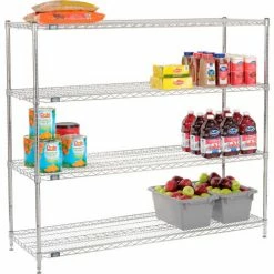 Nexel® Chrome, 4 Tier, Wire Shelving Starter Unit, 72"W x 21"D x 63"H -Shelving Sales Store 796137 03