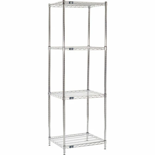 Nexel® Chrome, 4 Tier, Wire Shelving Starter Unit, 24"W x 21"D x 86"H 1 Nexel® Chrome, 4 Tier, Wire Shelving Starter Unit, 24"W x 21"D x 86"H