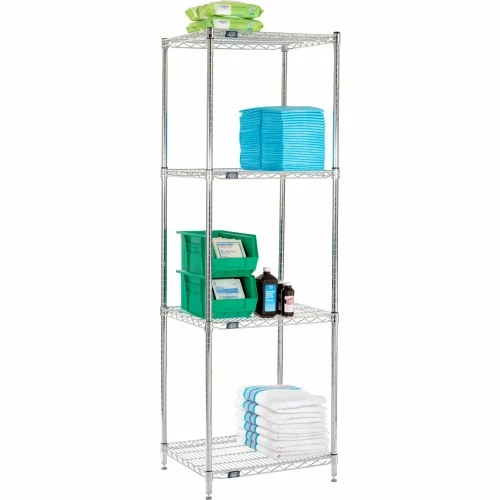 Nexel® Chrome, 4 Tier, Wire Shelving Starter Unit, 24"W x 21"D x 86"H 3 Nexel® Chrome, 4 Tier, Wire Shelving Starter Unit, 24"W x 21"D x 86"H - Image 3