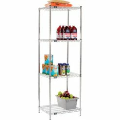 Nexel® Chrome, 4 Tier, Wire Shelving Starter Unit, 24"W x 21"D x 86"H 14 Nexel® Chrome, 4 Tier, Wire Shelving Starter Unit, 24"W x 21"D x 86"H -Shelving Sales Store 796157 03