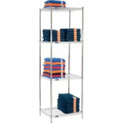 Nexel® Chrome, 4 Tier, Wire Shelving Starter Unit, 24"W x 21"D x 86"H 15 Nexel® Chrome, 4 Tier, Wire Shelving Starter Unit, 24"W x 21"D x 86"H -Shelving Sales Store 796157 04