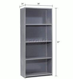 Global Industrial™ Steel Shelving 20 Ga 36" Wx24" Dx97" H Closed Clip 5 Shelves Starter 44 Global Industrial™ Steel Shelving 20 Ga 36" Wx24" Dx97" H Closed Clip 5 Shelves Starter -Shelving Sales Store 796394 dim