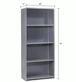 Global Industrial™ Steel Shelving 18 Ga 48" Wx12" Dx97" H Closed Clip 5 Shelves Starter 44 Global Industrial™ Steel Shelving 18 Ga 48" Wx12" Dx97" H Closed Clip 5 Shelves Starter -Shelving Sales Store 796396 dim