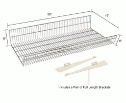 Lozier Wire Basket with Brackets 36"W x 16"D 27 Lozier Wire Basket with Brackets 36"W x 16"D -Shelving Sales Store 796540 dim