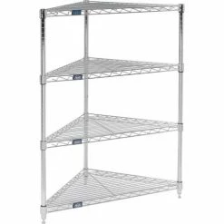 Nexel® Chrome, 4 Tier, Corner Wire Shelving 24"W x 18"D x 54"H