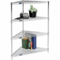 Nexel® Chrome, 4 Tier, Corner Wire Shelving 24"W x 18"D x 54"H 10 Nexel® Chrome, 4 Tier, Corner Wire Shelving 24"W x 18"D x 54"H -Shelving Sales Store 796558 02