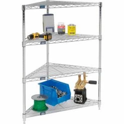 Nexel® Chrome, 4 Tier, Corner Wire Shelving 24"W x 18"D x 54"H 11 Nexel® Chrome, 4 Tier, Corner Wire Shelving 24"W x 18"D x 54"H -Shelving Sales Store 796558 03