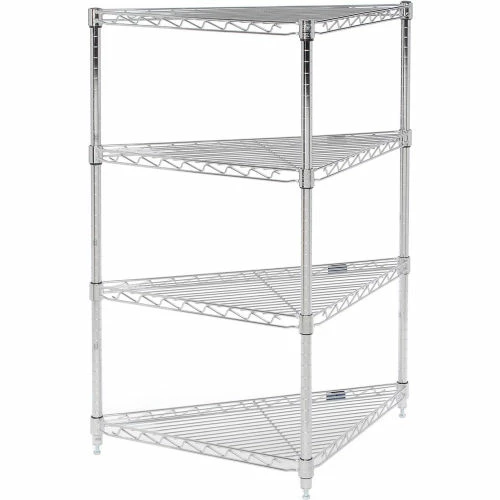 Nexel® Chrome, 4 Tier, Corner Wire Shelving 24"W x 18"D x 54"H 5 Nexel® Chrome, 4 Tier, Corner Wire Shelving 24"W x 18"D x 54"H - Image 5