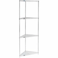 Nexel® Chrome, 4 Tier, Corner Wire Shelving 24"W x 18"D x 86"H
