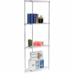 Nexel® Chrome, 4 Tier, Corner Wire Shelving 32"W x 24"D x 86"H -Shelving Sales Store 796622 02