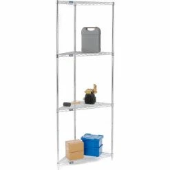 Nexel® Chrome, 4 Tier, Corner Wire Shelving 24"W x 18"D x 86"H -Shelving Sales Store 796622 03 1