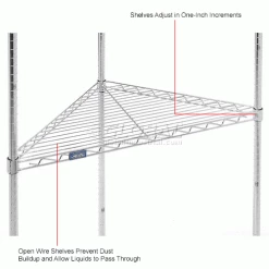 Nexel® Chrome, 4 Tier, Corner Wire Shelving 32"W x 24"D x 86"H -Shelving Sales Store 796622 3wco