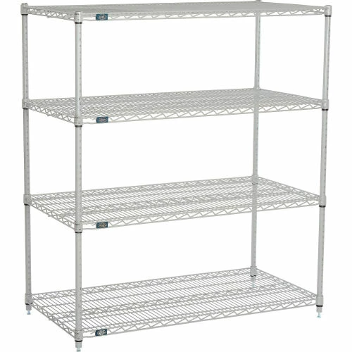 Nexel®, Nexelate®, Silver Epoxy, 4 Tier, Wire Shelving Starter Unit, 48"W x 30"D x 54"H 2 Nexel®, Nexelate®, Silver Epoxy, 4 Tier, Wire Shelving Starter Unit, 48"W x 30"D x 54"H - Image 2