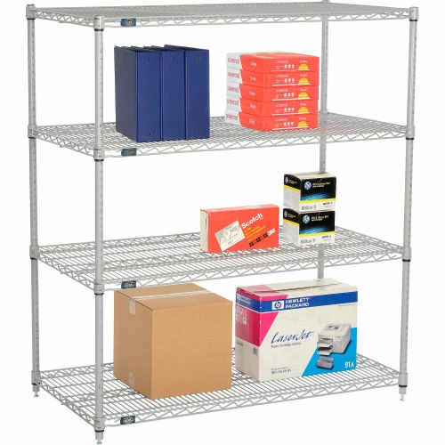 Nexel®, Nexelate®, Silver Epoxy, 4 Tier, Wire Shelving Starter Unit, 48"W x 30"D x 54"H 3 Nexel®, Nexelate®, Silver Epoxy, 4 Tier, Wire Shelving Starter Unit, 48"W x 30"D x 54"H - Image 3
