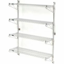 Nexel® Chrome Wall Mount Wire Shelving 72"W x 24"D x 63"H 4 - Shelf Starter 9 Nexel® Chrome Wall Mount Wire Shelving 72"W x 24"D x 63"H 4 - Shelf Starter -Shelving Sales Store 798200 5