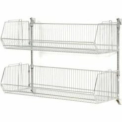 Nexel Wall Mount Basket Kit 48"W x 14"D x 9"H (2 Basket) Chrome