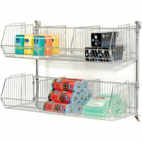 Nexel Wall Mount Basket Kit 48"W x 20"D x 12"H (2 Basket) Chrome 7 Nexel Wall Mount Basket Kit 48"W x 20"D x 12"H (2 Basket) Chrome - Image 7