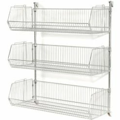 Nexel Wall Mount Basket Kit 48"W x 20"D x 12"H (3 Basket) Chrome