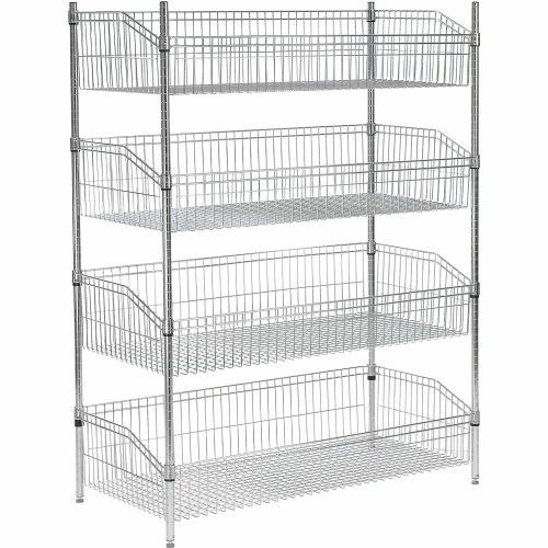 Nexel® Chrome, 4 Tier, Wire Shelf Basket Starter Unit, 36"W x 24"D x 63"H 3 Nexel® Chrome, 4 Tier, Wire Shelf Basket Starter Unit, 36"W x 24"D x 63"H - Image 3