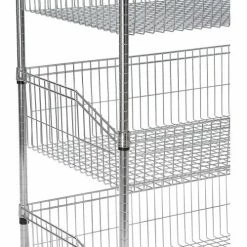 Nexel® Chrome, 4 Tier, Wire Shelf Basket Starter Unit, 36"W x 24"D x 63"H 10 Nexel® Chrome, 4 Tier, Wire Shelf Basket Starter Unit, 36"W x 24"D x 63"H -Shelving Sales Store 798475 02 1