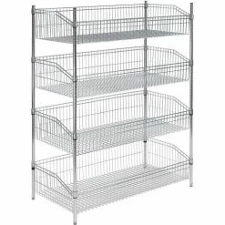 Nexel® Chrome, 4 Tier, Wire Shelf Basket Starter Unit, 36"W x 24"D x 63"H 12 Nexel® Chrome, 4 Tier, Wire Shelf Basket Starter Unit, 36"W x 24"D x 63"H -Shelving Sales Store 798475 05 1