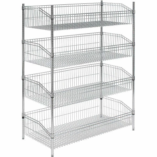 Nexel® Chrome, 4 Tier, Wire Shelf Basket Starter Unit, 36"W x 24"D x 63"H 6 Nexel® Chrome, 4 Tier, Wire Shelf Basket Starter Unit, 36"W x 24"D x 63"H - Image 6