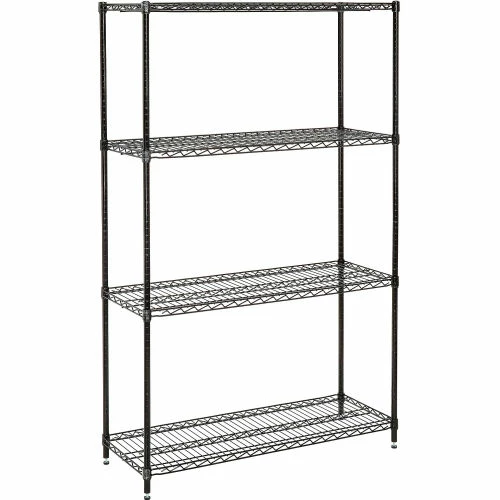 Nexel® Black Epoxy, 4 Tier, Wire Shelving Starter Unit, 36"W x 24"D x 74"H 2 Nexel® Black Epoxy, 4 Tier, Wire Shelving Starter Unit, 36"W x 24"D x 74"H - Image 2