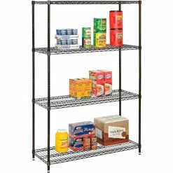 Nexel® Black Epoxy, 4 Tier, Wire Shelving Starter Unit, 36"W x 24"D x 74"H 22 Nexel® Black Epoxy, 4 Tier, Wire Shelving Starter Unit, 36"W x 24"D x 74"H -Shelving Sales Store 798761 02 2