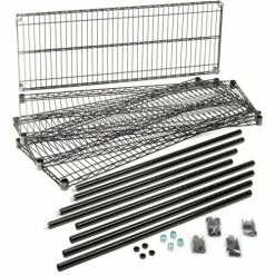 Nexel® Black Epoxy, 4 Tier, Wire Shelving Starter Unit, 36"W x 24"D x 74"H 24 Nexel® Black Epoxy, 4 Tier, Wire Shelving Starter Unit, 36"W x 24"D x 74"H -Shelving Sales Store 798761 04 2