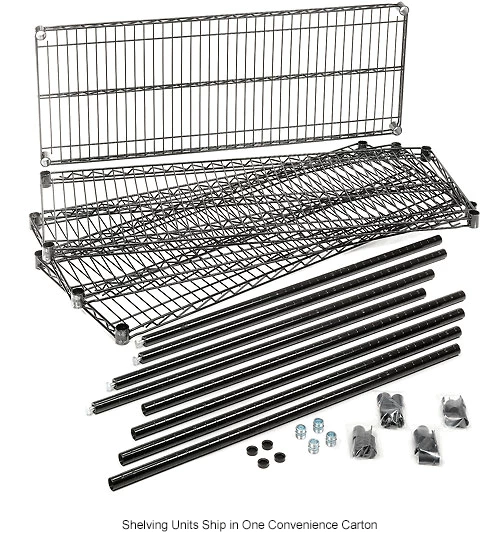 Nexel® Black Epoxy, 4 Tier, Wire Shelving Starter Unit, 48"W x 24"D x 74"H 15 Nexel® Black Epoxy, 4 Tier, Wire Shelving Starter Unit, 48"W x 24"D x 74"H - Image 15