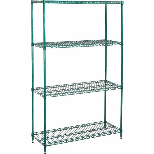 Nexel® Green Epoxy, 4 Tier, Wire Shelving Starter Unit, 48"W x 18"D x 74"H 2 Nexel® Green Epoxy, 4 Tier, Wire Shelving Starter Unit, 48"W x 18"D x 74"H - Image 2