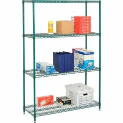 Nexel® Green Epoxy, 4 Tier, Wire Shelving Starter Unit, 48"W x 24"D x 74"H 22 Nexel® Green Epoxy, 4 Tier, Wire Shelving Starter Unit, 48"W x 24"D x 74"H -Shelving Sales Store 798765 02 1