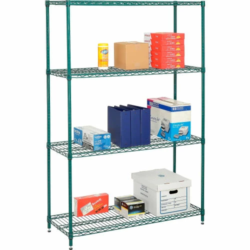 Nexel® Green Epoxy, 4 Tier, Wire Shelving Starter Unit, 48"W x 18"D x 74"H 3 Nexel® Green Epoxy, 4 Tier, Wire Shelving Starter Unit, 48"W x 18"D x 74"H - Image 3
