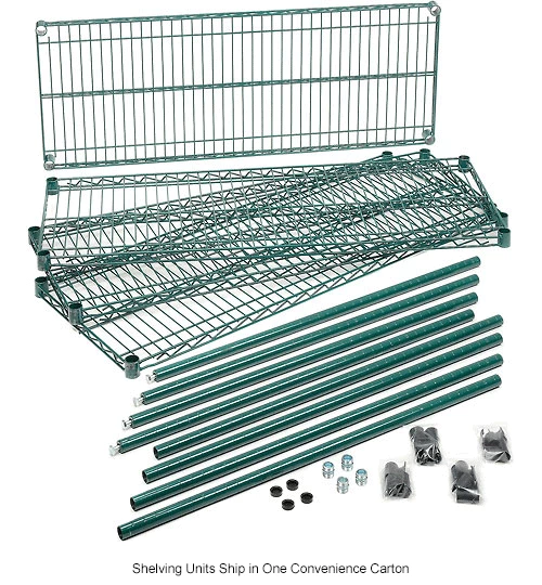 Nexel® Green Epoxy, 4 Tier, Wire Shelving Starter Unit, 48"W x 18"D x 74"H 15 Nexel® Green Epoxy, 4 Tier, Wire Shelving Starter Unit, 48"W x 18"D x 74"H - Image 15