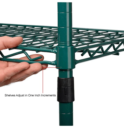 Nexel® Green Epoxy, 4 Tier, Wire Shelving Starter Unit, 48"W x 24"D x 74"H 17 Nexel® Green Epoxy, 4 Tier, Wire Shelving Starter Unit, 48"W x 24"D x 74"H - Image 17