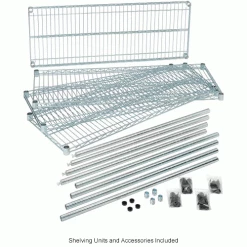 Nexel® Chrome, 4 Tier, Wire Shelving Starter Unit, 36"W X 18"D X 74"H 45 Nexel® Chrome, 4 Tier, Wire Shelving Starter Unit, 36"W X 18"D X 74"H -Shelving Sales Store 798768NCIN 3wco