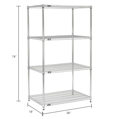 Nexel® Chrome, 4 Tier, Wire Shelving Starter Unit, 36"W X 18"D X 74"H 25 Nexel® Chrome, 4 Tier, Wire Shelving Starter Unit, 36"W X 18"D X 74"H - Image 25