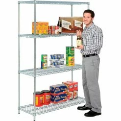 Nexel® Zinc Chromate, 4 Tier, Wire Shelving Starter Unit, 48"W x 18"D x 74"H 23 Nexel® Zinc Chromate, 4 Tier, Wire Shelving Starter Unit, 48"W x 18"D x 74"H -Shelving Sales Store 798769 03 7