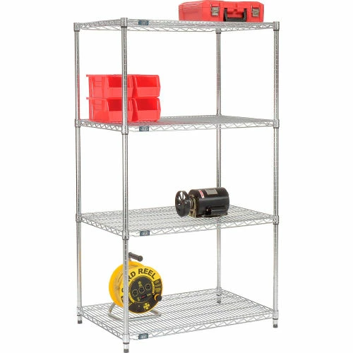 Nexel® Chrome, 4 Tier, Wire Shelving Starter Unit, 36"W X 18"D X 74"H 2 Nexel® Chrome, 4 Tier, Wire Shelving Starter Unit, 36"W X 18"D X 74"H - Image 2