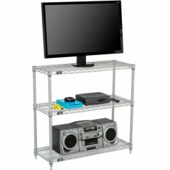 Nexel®, Nexelate®, Silver Epoxy, 3 Tier, Wire Shelving Starter Unit, 24"W x 14"D x 34"H