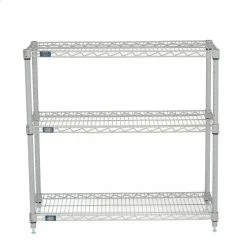 Nexel®, Nexelate®, Silver Epoxy, 3 Tier, Wire Shelving Starter Unit, 24"W x 14"D x 34"H -Shelving Sales Store 798789 03 1