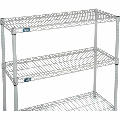 Nexel®, Nexelate®, Silver Epoxy, 3 Tier, Wire Shelving Starter Unit, 48"W x 14"D x 34"H 4 Nexel®, Nexelate®, Silver Epoxy, 3 Tier, Wire Shelving Starter Unit, 48"W x 14"D x 34"H - Image 4