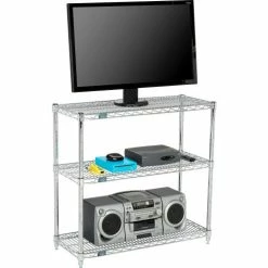 Nexel® Chrome, 3 Tier, Wire Shelving Starter Unit, 36"W x 14"D x 34"H