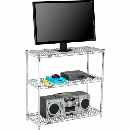 Nexel® Chrome, 3 Tier, Wire Shelving Starter Unit, 36"W x 14"D x 34"H 1 Nexel® Chrome, 3 Tier, Wire Shelving Starter Unit, 36"W x 14"D x 34"H