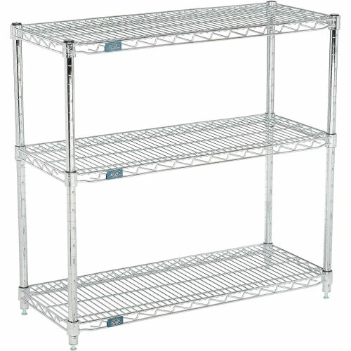 Nexel® Chrome, 3 Tier, Wire Shelving Starter Unit, 24"W x 14"D x 34"H 2 Nexel® Chrome, 3 Tier, Wire Shelving Starter Unit, 24"W x 14"D x 34"H - Image 2