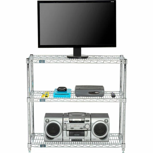 Nexel® Chrome, 3 Tier, Wire Shelving Starter Unit, 36"W x 14"D x 34"H 3 Nexel® Chrome, 3 Tier, Wire Shelving Starter Unit, 36"W x 14"D x 34"H - Image 3