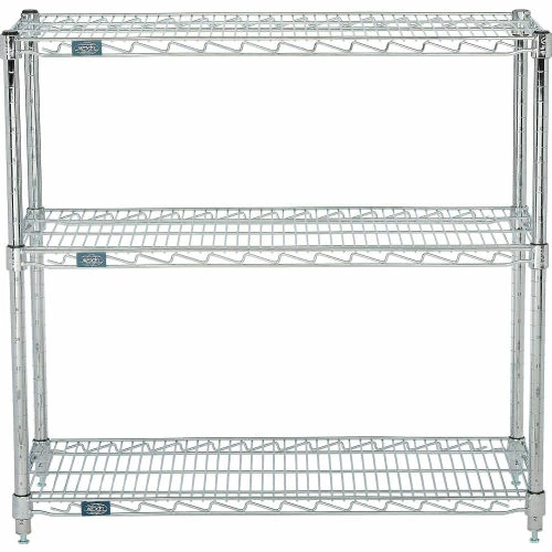 Nexel® Chrome, 3 Tier, Wire Shelving Starter Unit, 42"W x 14"D x 34"H 3 Nexel® Chrome, 3 Tier, Wire Shelving Starter Unit, 42"W x 14"D x 34"H - Image 3